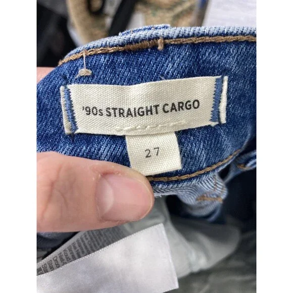 Madewell Jeans Womens 27 Blue 90s Straight Cargo High Rise Utility Denim Pockets - Picture 11 of 16